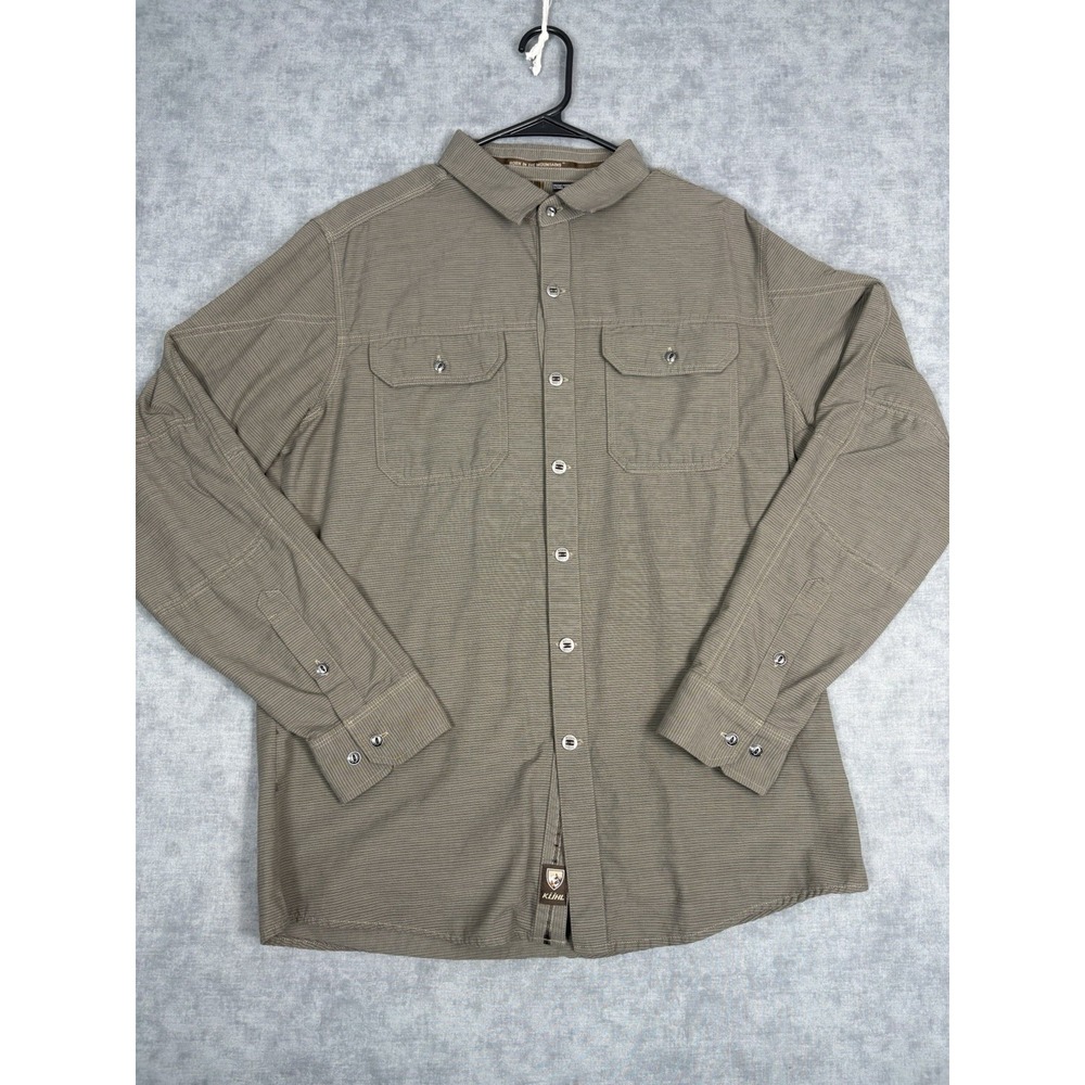 KÜHL Sting Shirt Mens M Brown Long Sleeve Button Up 5 Panel Hiking Outdoor 7171